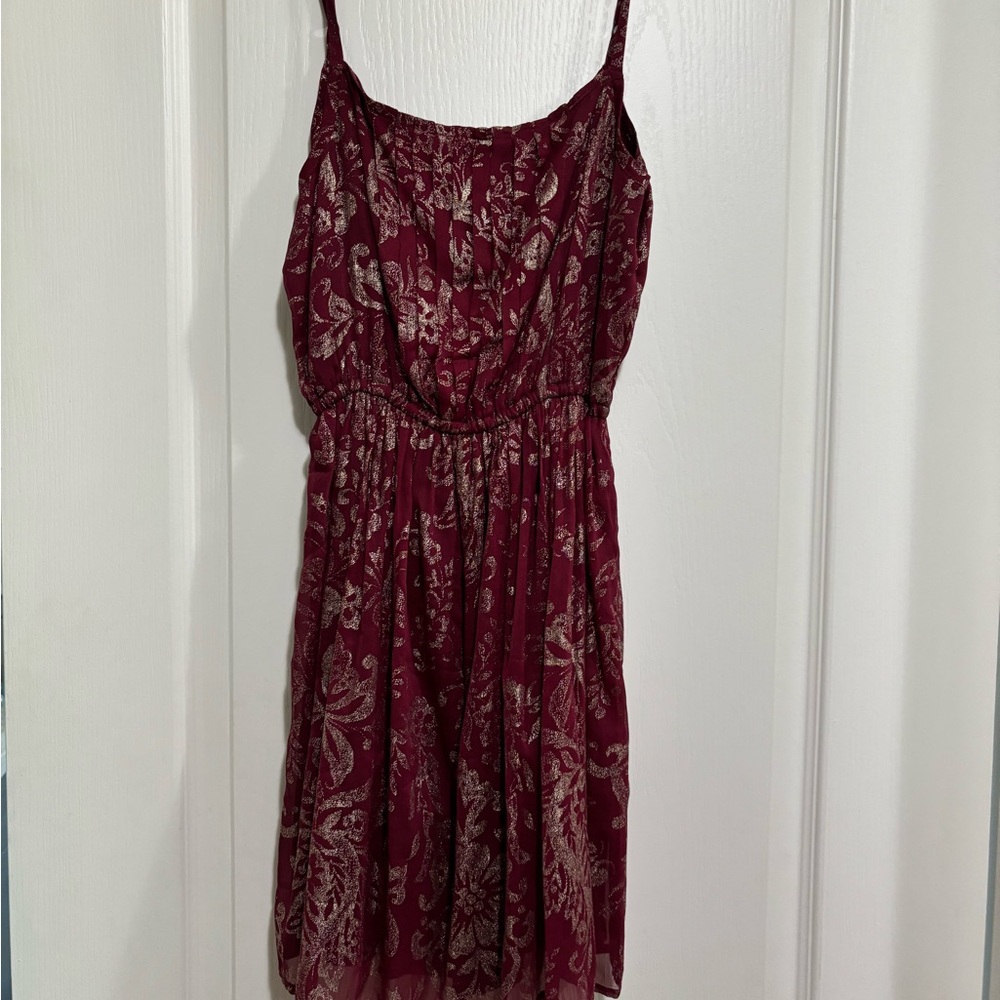 Abercrombie & Fitch Burgundy with Gold Floral Dress